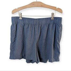 Lucy and Yak Cotton Linen Shorts Blue Large